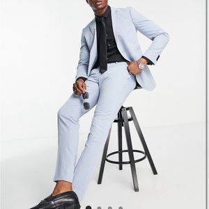 Men’s suit- blazer and pants. Light blue.